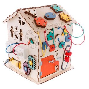 Развивающая игрушка IWOODPLAY Бизидом с электрикой 30х30х40 (фото modal nav 3)