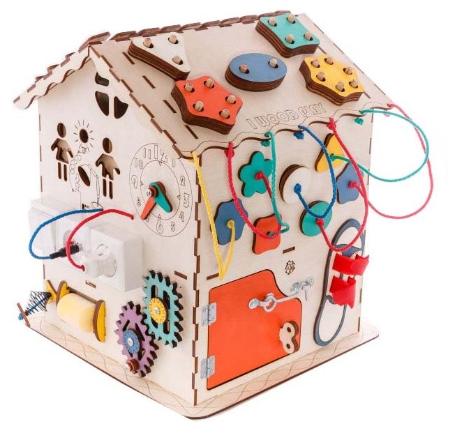 Развивающая игрушка IWOODPLAY Бизидом с электрикой 30х30х40 (фото modal 3)