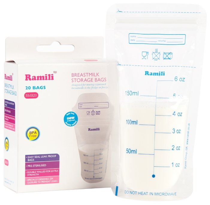 Ramili Baby Пакеты для хранения грудного молока Breastmilk Storage Bags BMB20 (фото modal 1)