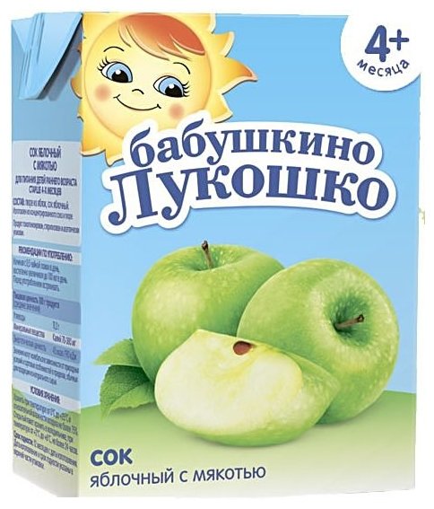 Сок с мякотью Бабушкино Лукошко Яблоко (Tetra Pak), c 4 месяцев (фото modal 1)