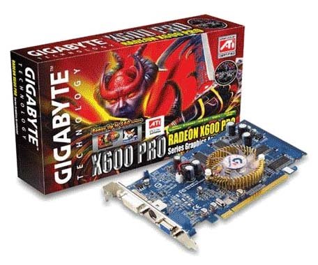 Видеокарта GIGABYTE Radeon X600 Pro 400Mhz PCI-E 128Mb 600Mhz 128 bit DVI TV YPrPb (фото modal 1)