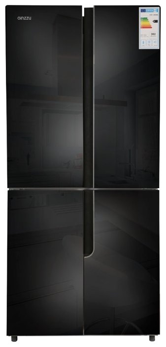 Холодильник Ginzzu NFK-500 Black glass (фото modal 1)