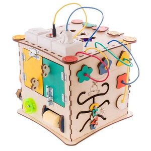 Развивающая игрушка IWOODPLAY Бизикуб с блоком электрики (фото modal nav 1)