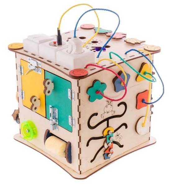 Развивающая игрушка IWOODPLAY Бизикуб с блоком электрики (фото modal 1)