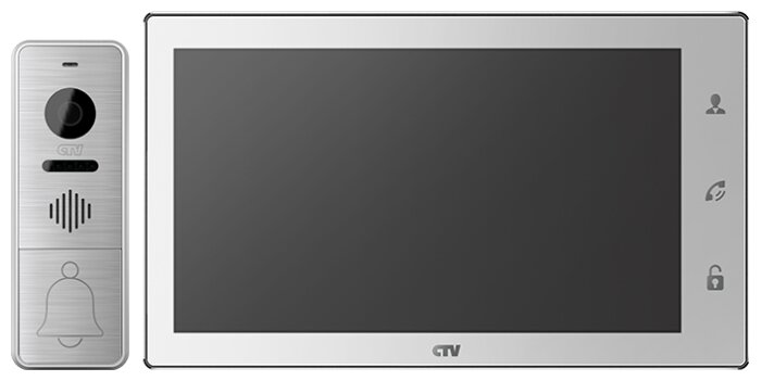 Комплектная дверная станция (домофон) CTV CTV-DP4102AHD серебро (дверная станция) белый (домофон) (фото modal 1)