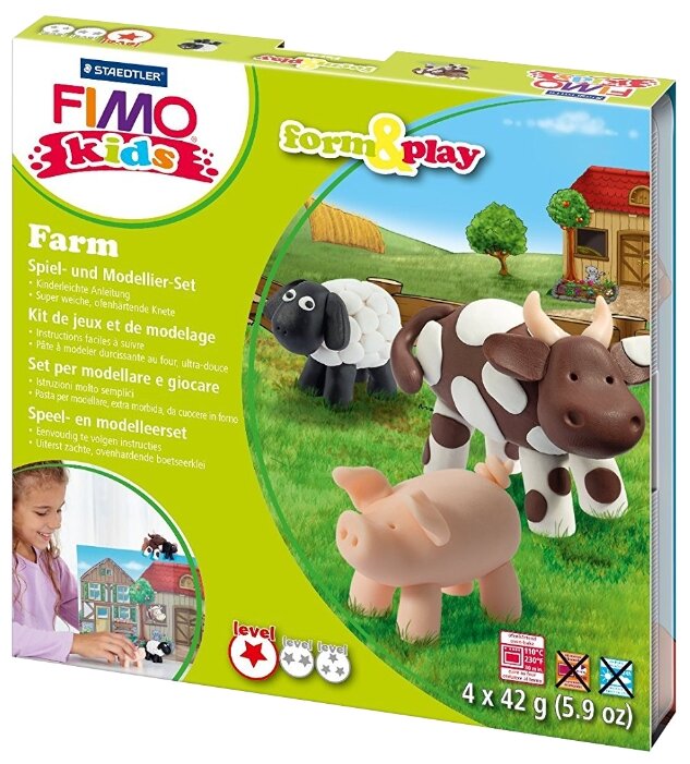 Полимерная глина FIMO kids form&play Детский набор Ферма (8034 01 LZ) (фото modal 1)