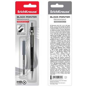 ErichKrause Механический карандаш Black Pointer со сменными грифелями HB, 0.5 мм, 20 шт. (блистер) (фото modal nav 3)