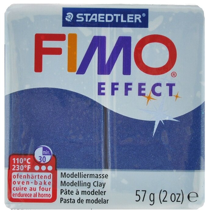 Полимерная глина FIMO Effect запекаемая синий металлик (8020-38), 57 г (фото modal 1)