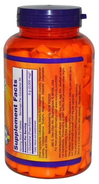 Аминокислота NOW L-Glutamine 1500 мг (90 таблеток) (фото modal 2)