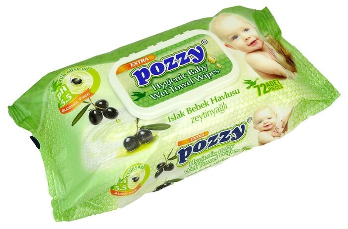 Влажные салфетки Pozzy с оливковым маслом (фото modal 1)
