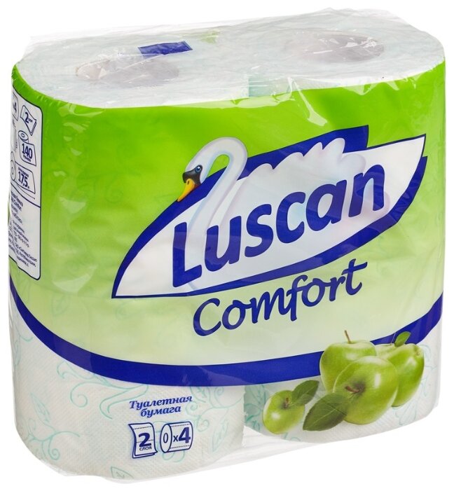 Туалетная бумага Luscan Comfort Яблоко зелёная двухслойная (фото modal 1)