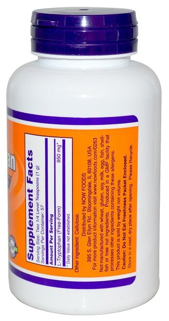 Аминокислота NOW L-Tryptophan Powder (57 гр) (фото modal 2)