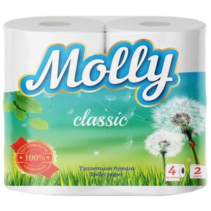 Туалетная бумага Molly Classic белая двухслойная (фото modal nav 1)