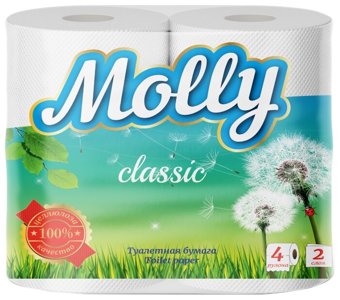 Туалетная бумага Molly Classic белая двухслойная (фото modal 1)