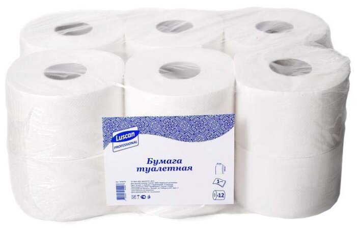 Туалетная бумага Luscan белая однослойная 200 м (фото modal 1)