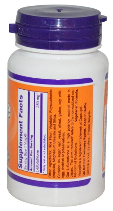 Аминокислота NOW Glutathione 250 mg (60 капсул) (фото modal 2)