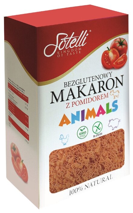 Sotelli Макароны Animals с томатом gluten free, 400 г (фото modal 1)
