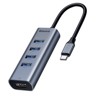 USB-концентратор Baseus Enjoy Series Type-C - 4xUSB/HDMI (CAHUB-N0G), разъемов: 4 (фото modal nav 1)