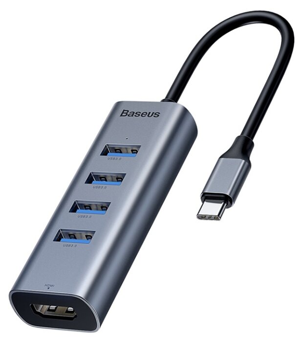 USB-концентратор Baseus Enjoy Series Type-C - 4xUSB/HDMI (CAHUB-N0G), разъемов: 4 (фото modal 1)