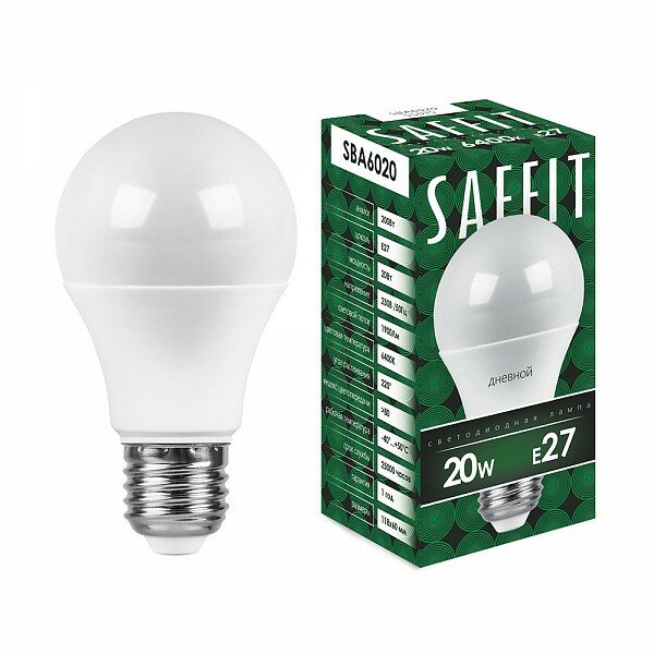 Лампа Saffit E27 A60 20Вт 6400K (фото modal 4)