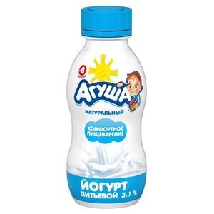 Йогурт питьевой Агуша натуральный (с 8-ми месяцев) 3.1%, 200 г (фото modal nav 1)