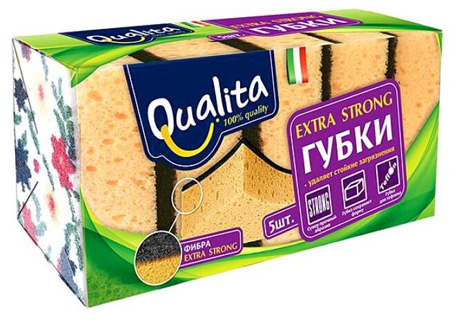 Губка Qualita Extra Strong 5 шт (фото modal 1)