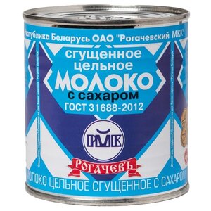 Сгущенное молоко Рогачевский молочноконсервный комбинат цельное с сахаром 8.5%, 380 г (фото modal nav 1)