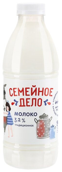 Молоко Семейное дело пастеризованное 3.2%, 0.9 л (фото modal 1)