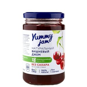 Джем Yummy jam натуральный вишневый без сахара, банка 350 г (фото modal nav 1)