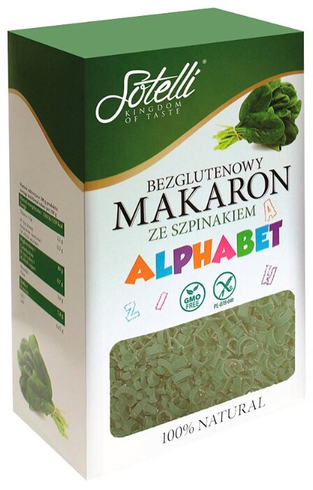 Sotelli Макароны Alphabet со шпинатом gluten free, 400 г (фото modal 1)