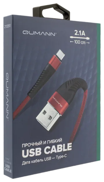 Кабель Qumann USB - USB Type C 1 м (фото modal 1)