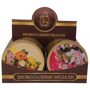 Фигурный шоколад КОРТЕС Шоколадные медали Цветы, коробка (фото modal nav 1)