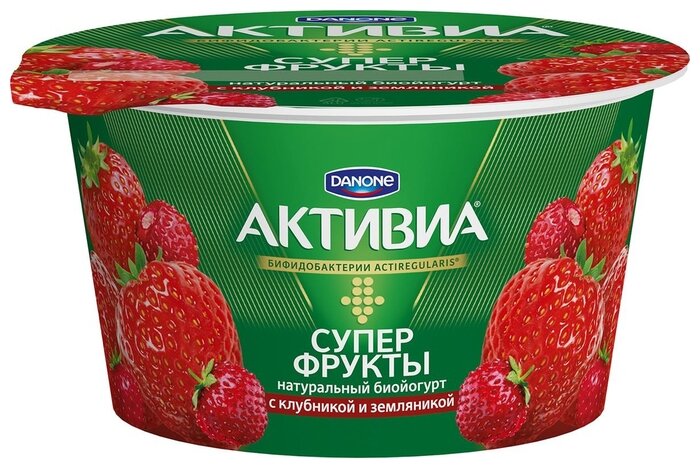 Йогурт Danone активиа супер фрукты клубника и земляника 2.4%, 140 г (фото modal 1)