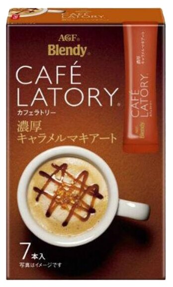 Растворимый кофе AGF Cafe Latory Latte карамельный Макиато, в стиках (фото modal 1)