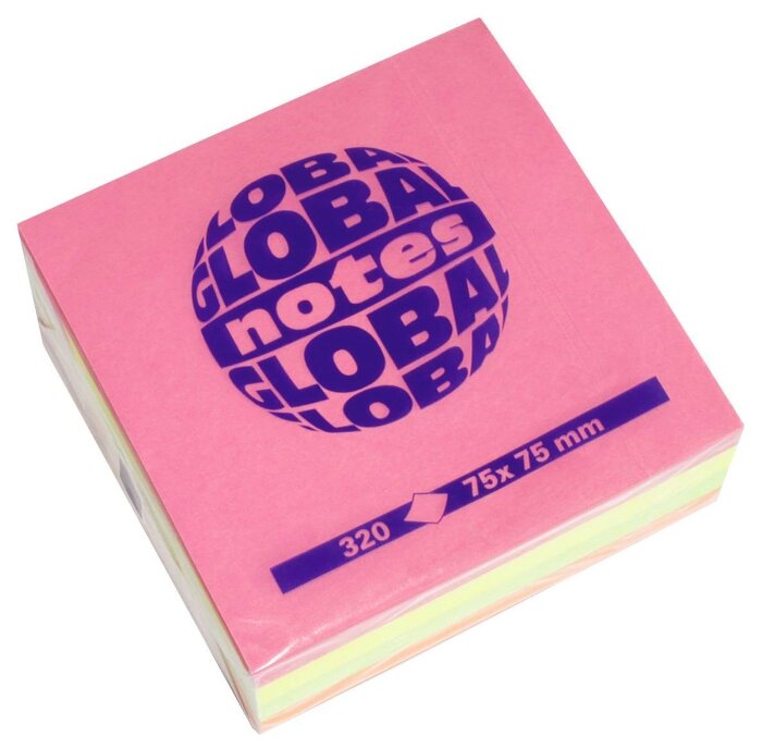 Global Notes блок-кубик с липким слоем 4 цвета 75х75 мм, 320 листов (365439) (фото modal 1)