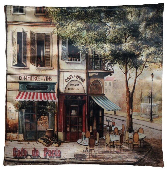 Чехол для подушки Gift'n'Home Парижское кафе 40х40 см (НВЛ-40 Cafe(g)) (фото modal 1)