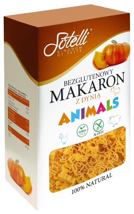 Sotelli Макароны Animals с тыквой gluten free, 400 г (фото modal 1)