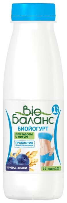 Питьевой йогурт Био Баланс с бифидобактериями Черника-злаки 1.5%, 330 г (фото modal 1)