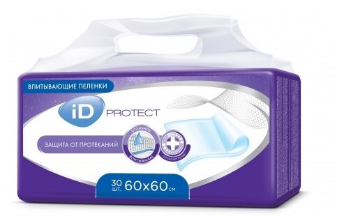 Пеленки ID Protect 60 х 60 см (30 шт.) (фото modal 1)