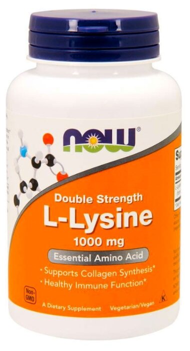 Аминокислота NOW L-Lysine 1000 mg (250 таблеток) (фото modal 1)