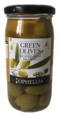Ophellia Зеленые оливки фаршированные перцем халапеньо, 350 г (фото modal 1)