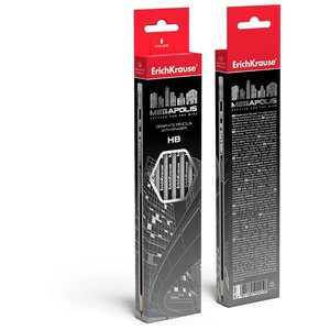 ErichKrause Набор чернографитных шестигранных карандашей с ластиком Megapolis HB 12 шт (32860) (фото modal nav 3)