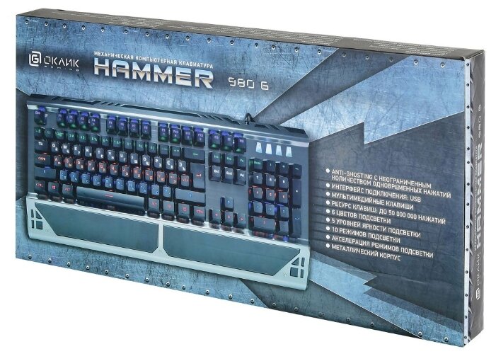 Клавиатура Oklick 980G HUMMER Keyboard Black USB (фото modal 8)