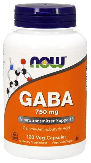 Аминокислота NOW GABA 750 mg (100 капсул) (фото modal 1)