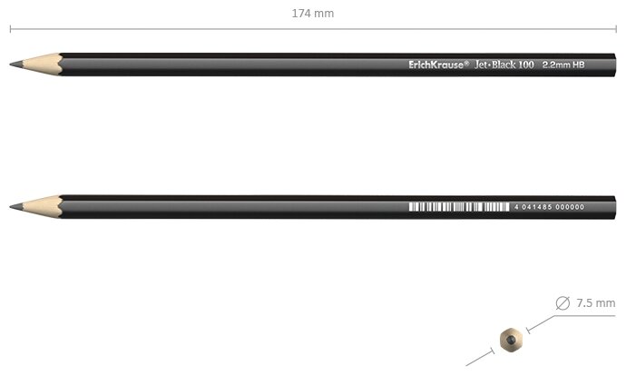 ErichKrause Набор чернографитных шестигранных карандашей Jet Black 100 HB 12 шт (45604) (фото modal 4)
