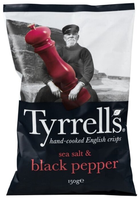 Чипсы Tyrrells картофельные с морской солью и черным перцем (фото modal 1)
