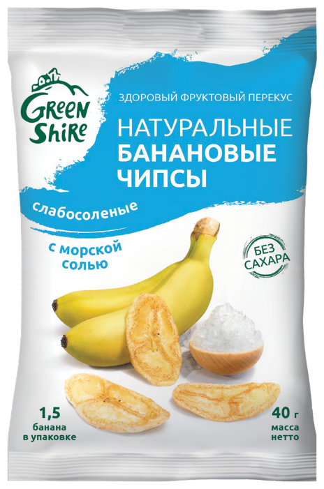 Чипсы GreenShire Банановые с морской солью (фото modal 1)