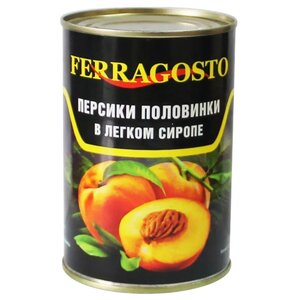 Консервированные персики Ferragosto половинки в лёгком сиропе, жестяная банка 425 г (фото modal nav 1)