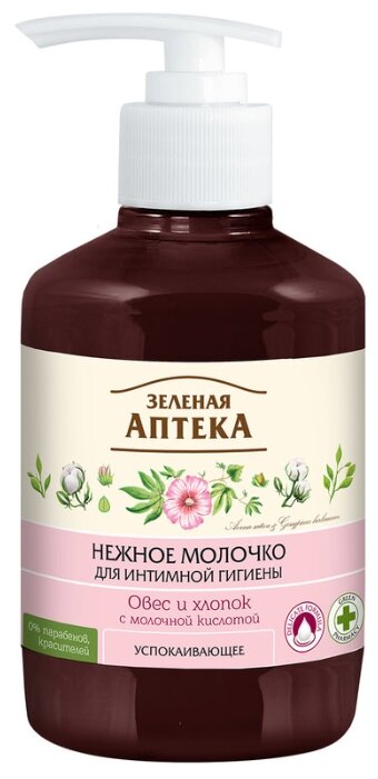 Зелёная Аптека Молочко для интимной гигиены Овес и хлопок, 370 мл (фото modal 1)