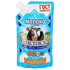 Сгущенное молоко Алексеевское цельное с сахаром 8.5%, 100 г (фото modal nav 1)